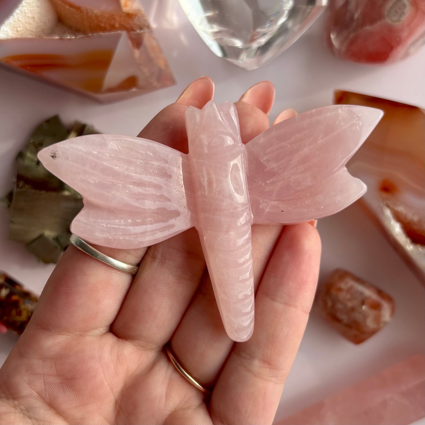 ROSE QUARTZ DRAGONFLY