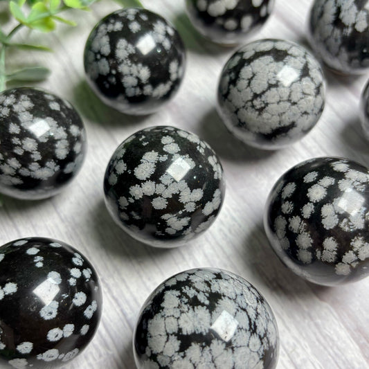SNOWFLAKE OBSIDIAN SPHERE