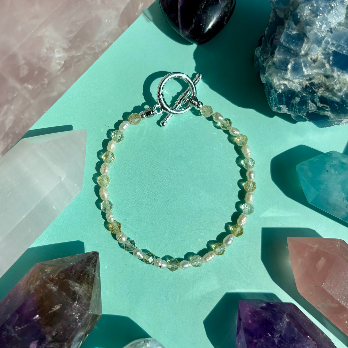 CITRINE + PEARL BRACELET