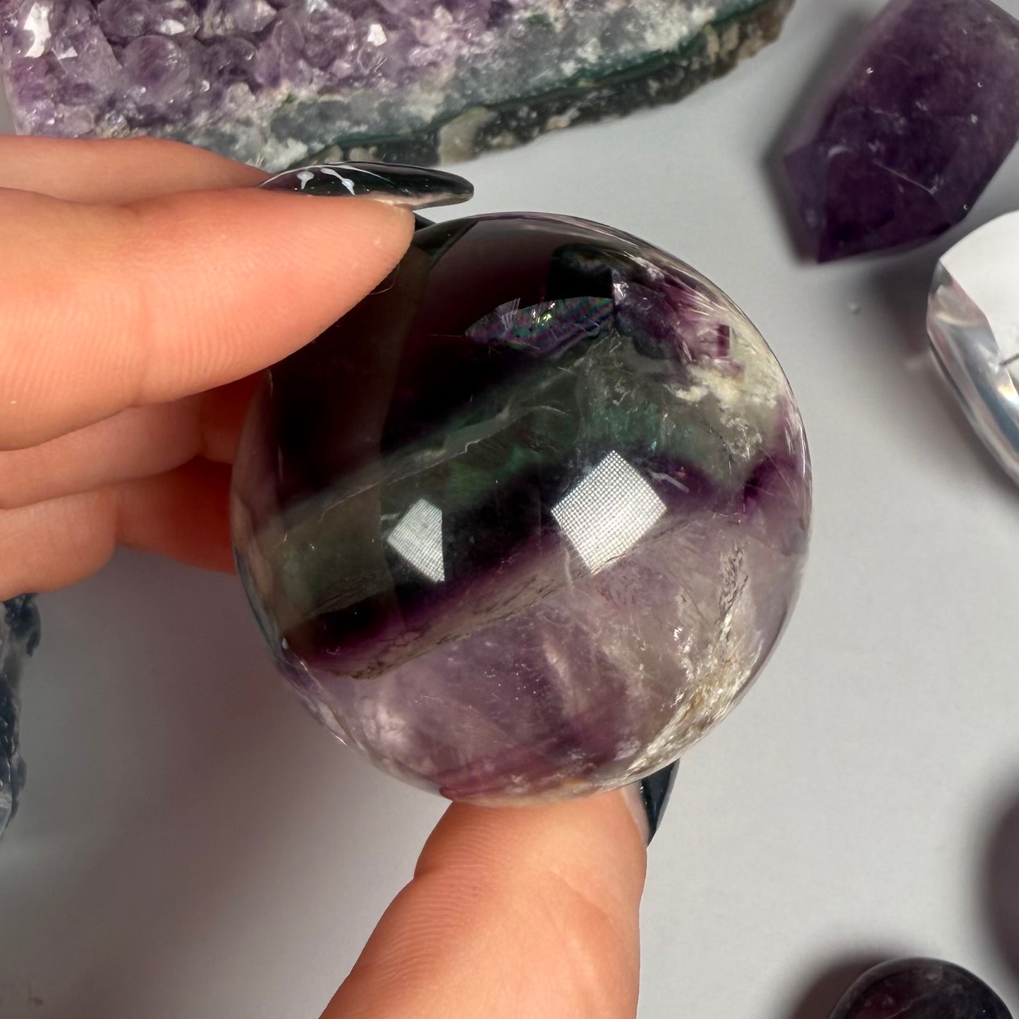 FEATHER FLUORITE SPHERES