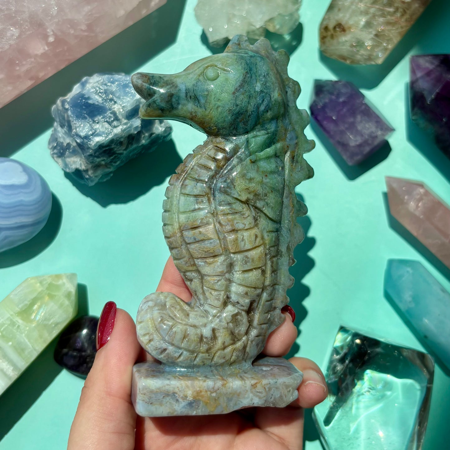 MOSS AGATE SEAHORSES