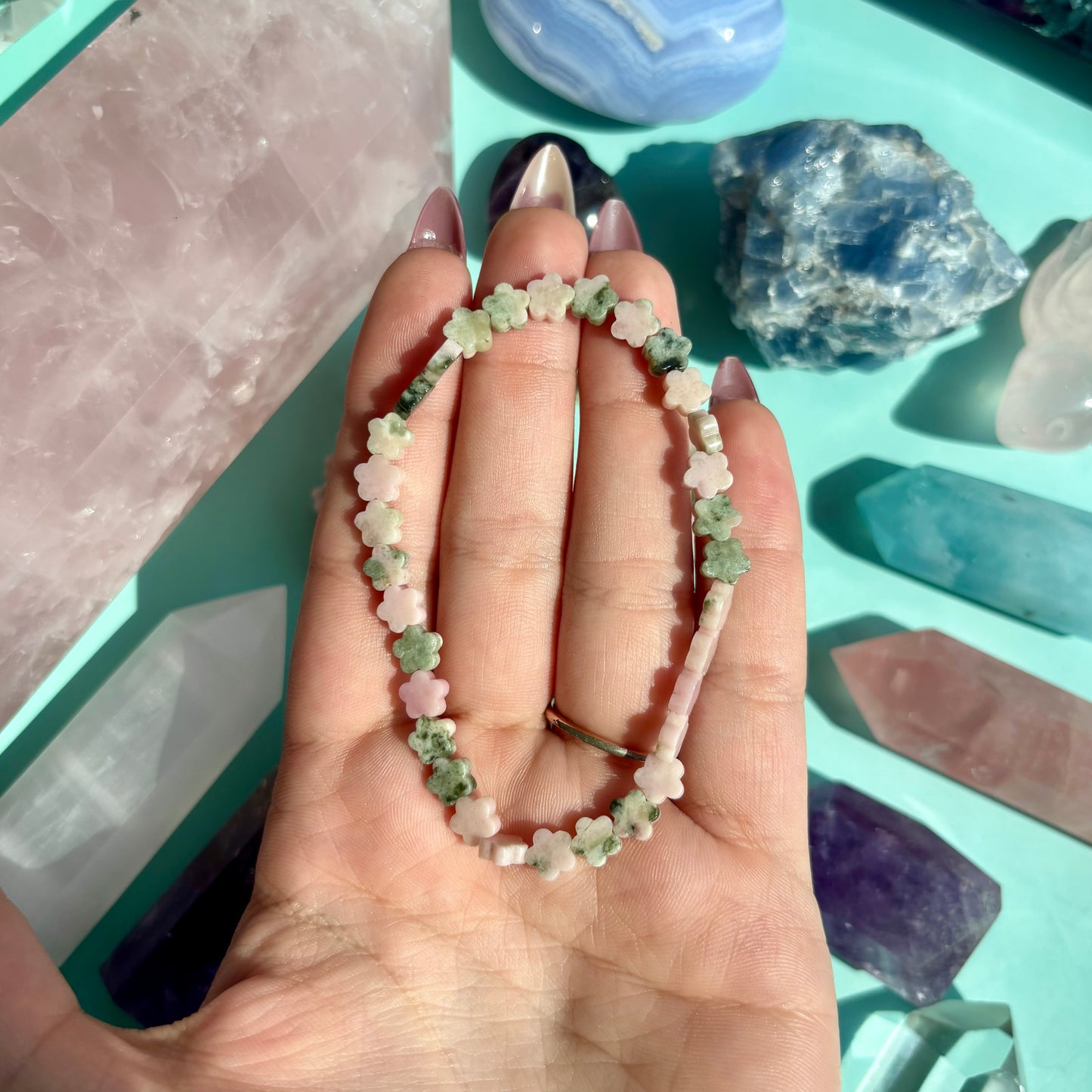 PINK OPAL FLOWER BRACELET