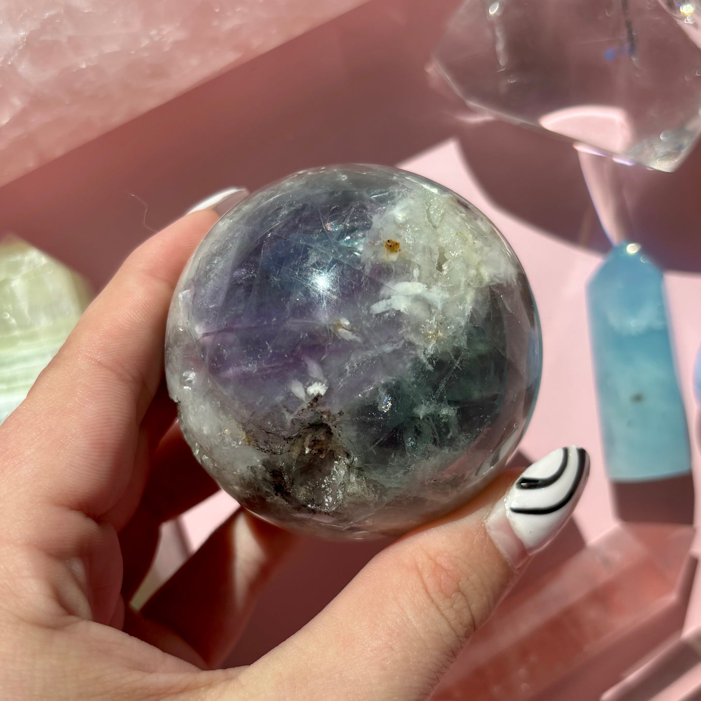 FEATHER FLUORITE SPHERES