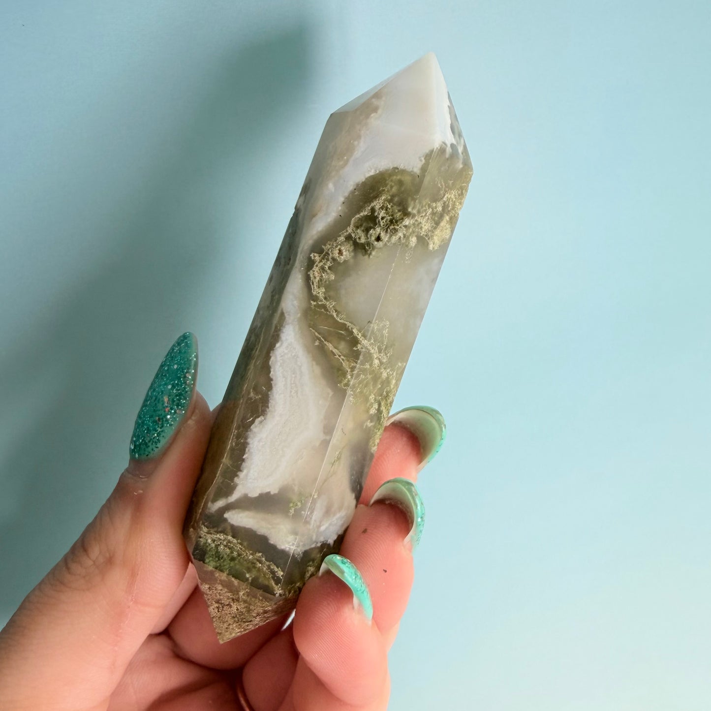 MOSS AGATE DOUBLE TERMINATED POINTS