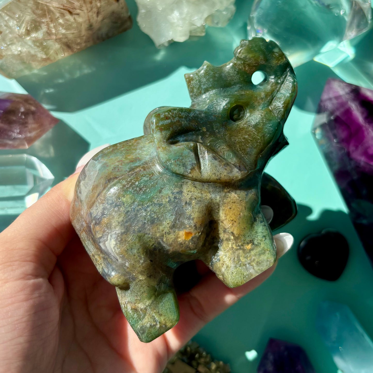 MOSS AGATE ELEPHANTS