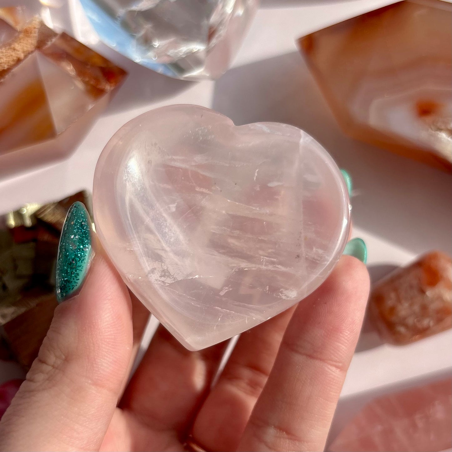 ROSE QUARTZ MINI HEART TRAY