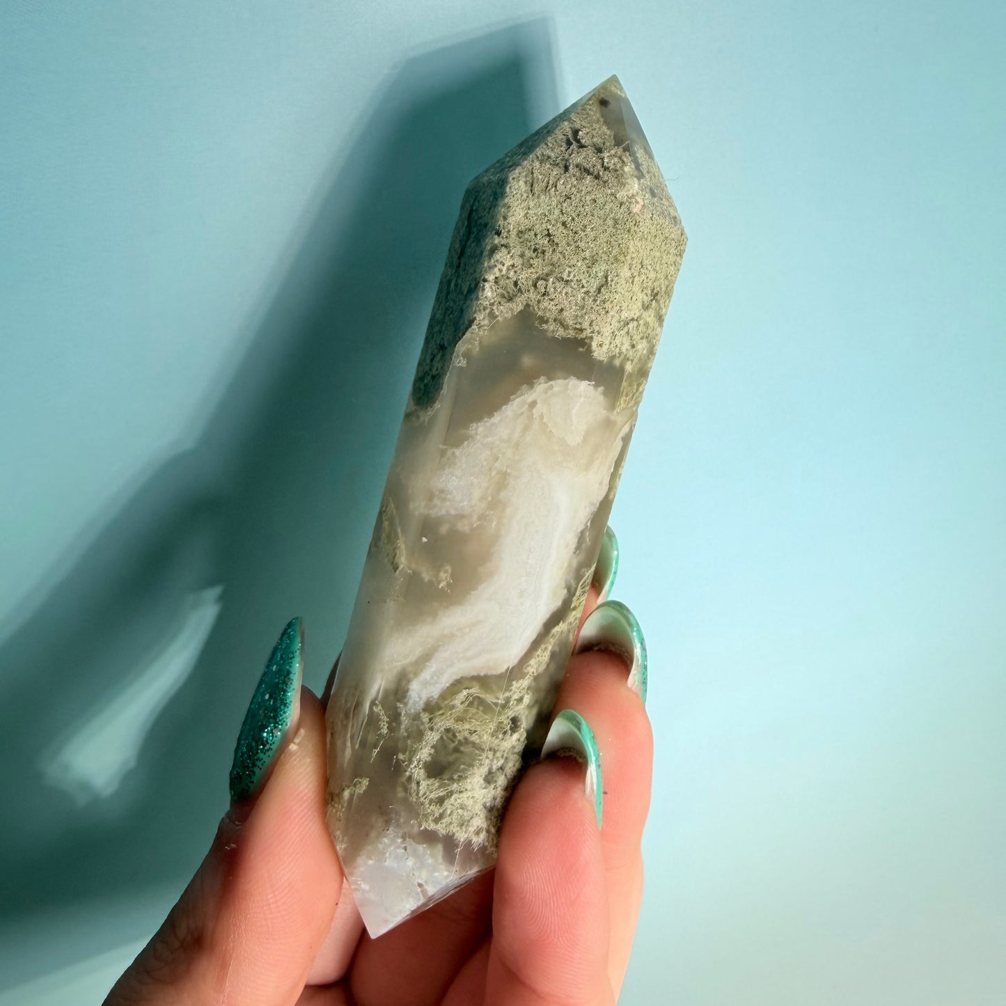 MOSS AGATE DOUBLE TERMINATED POINTS