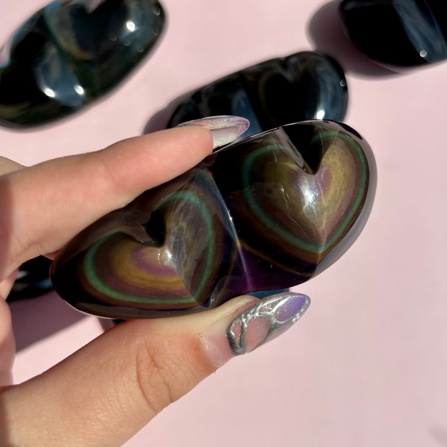 RAINBOW OBSIDIAN HEARTS