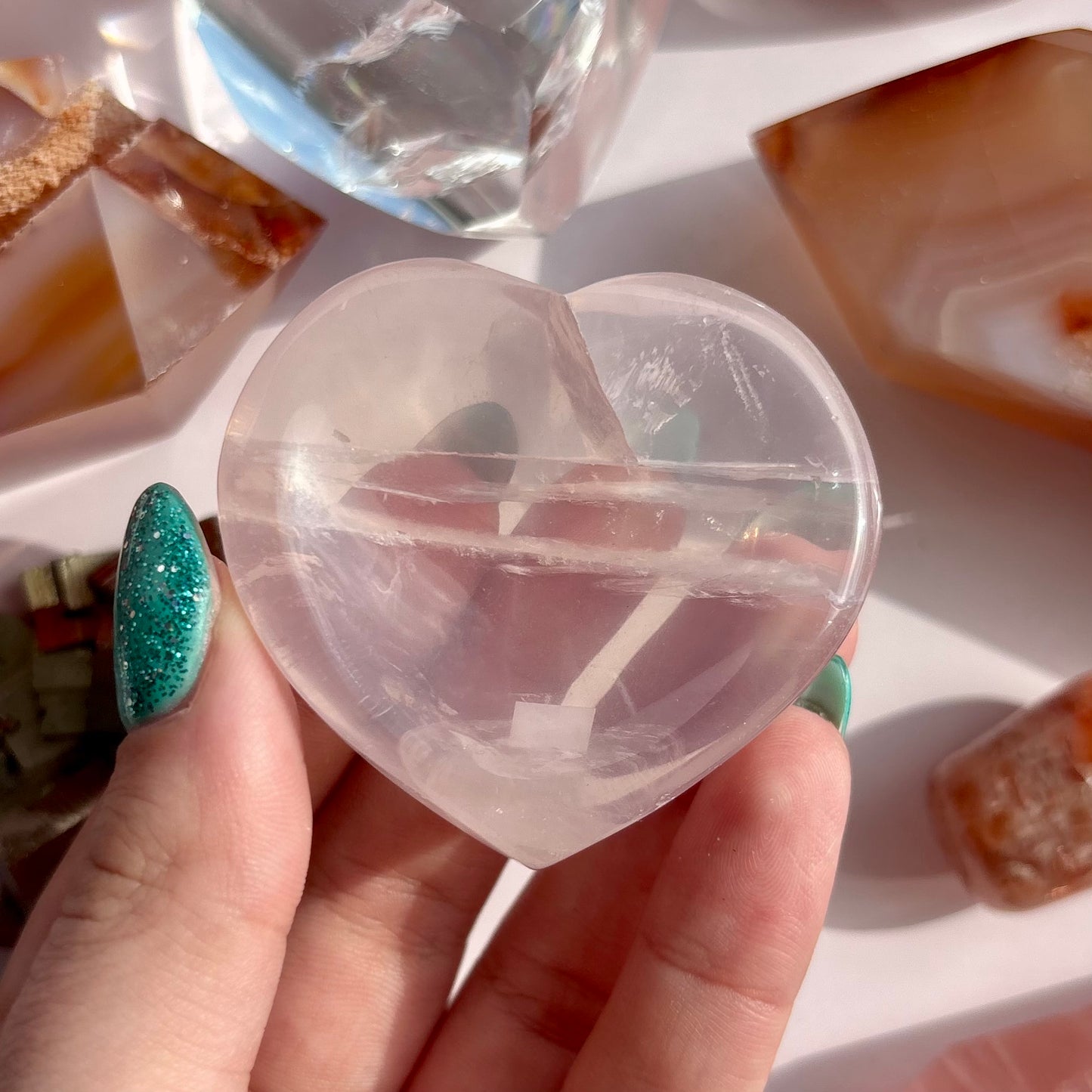 ROSE QUARTZ MINI HEART TRAY