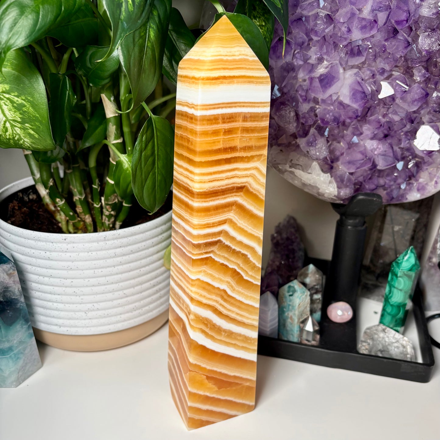 XL ORANGE CALCITE TOWERS - IMPERFECT
