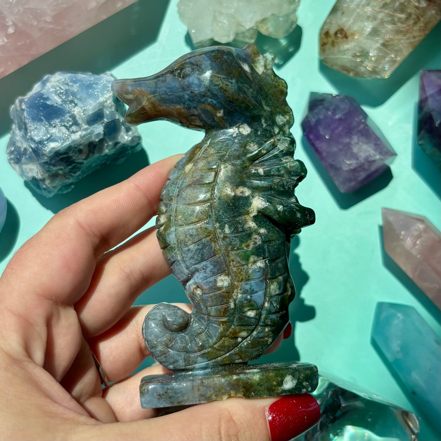 MOSS AGATE SEAHORSES