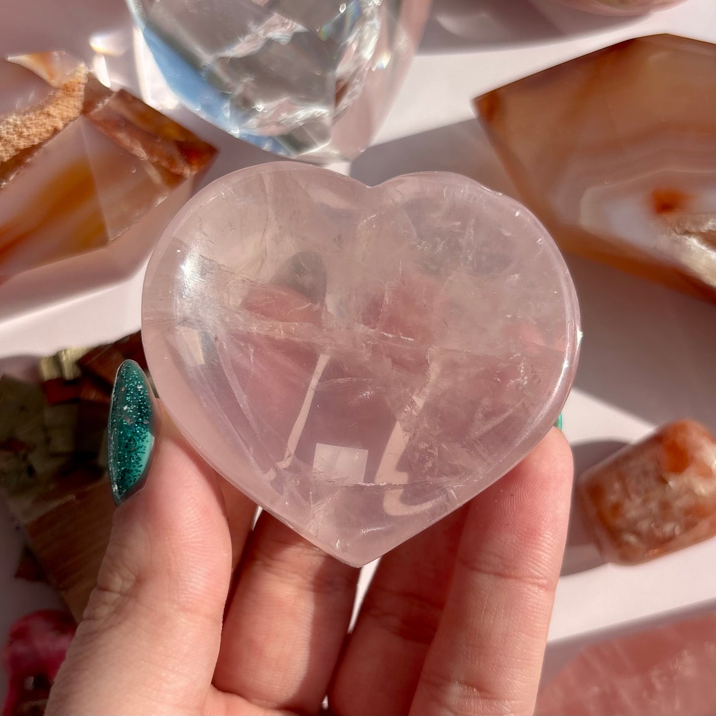 ROSE QUARTZ MINI HEART TRAY