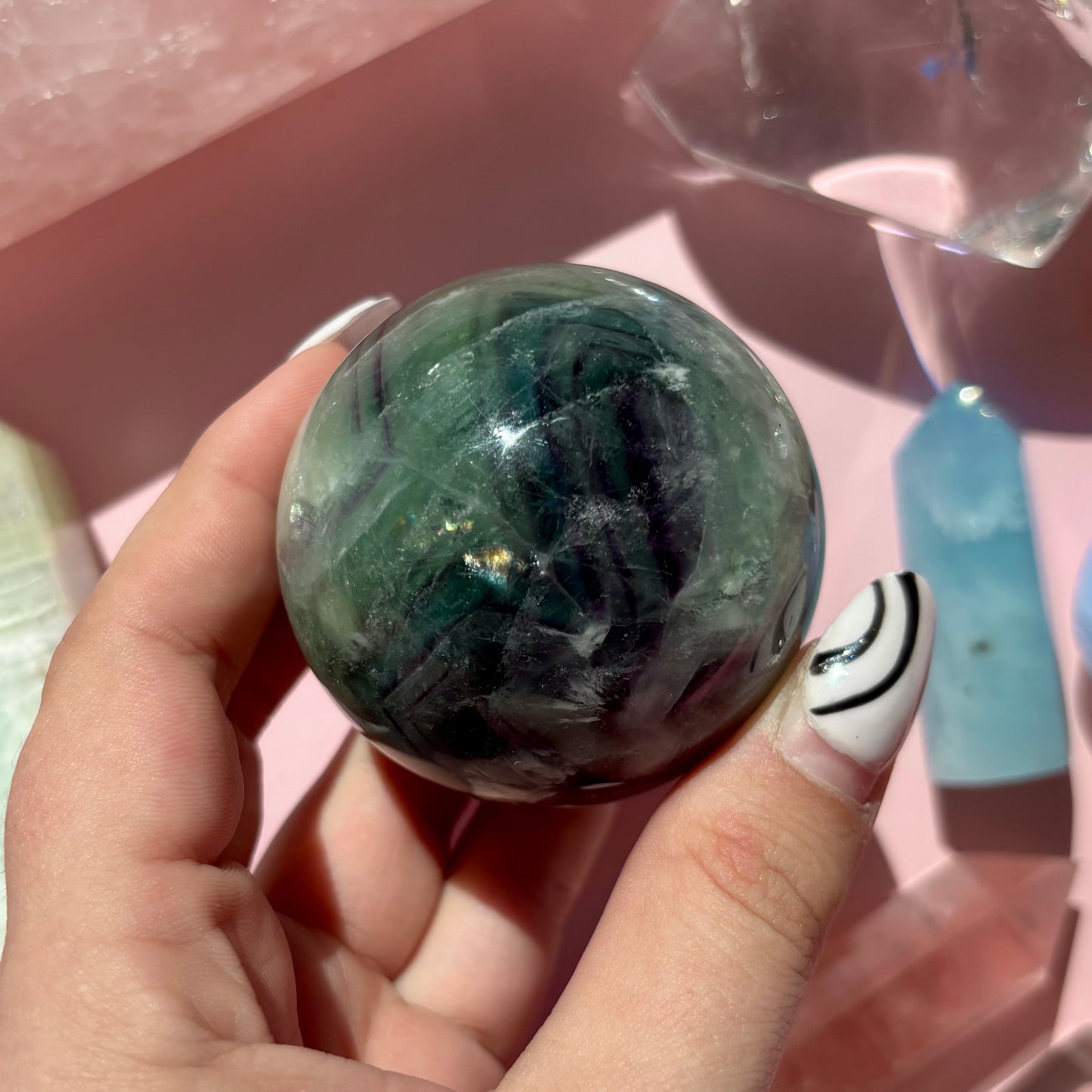FEATHER FLUORITE SPHERES