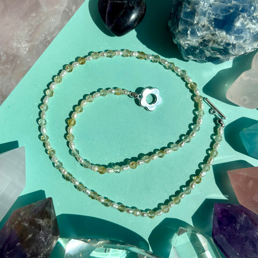 CITRINE + PEARL NECKLACE
