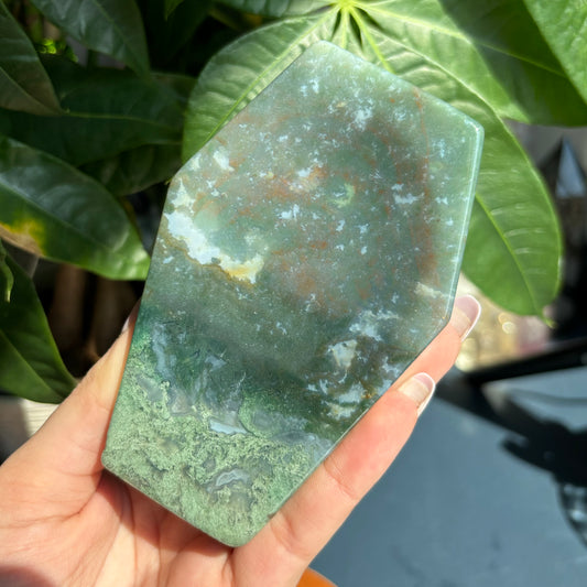 MOSS AGATE COFFIN BOWL