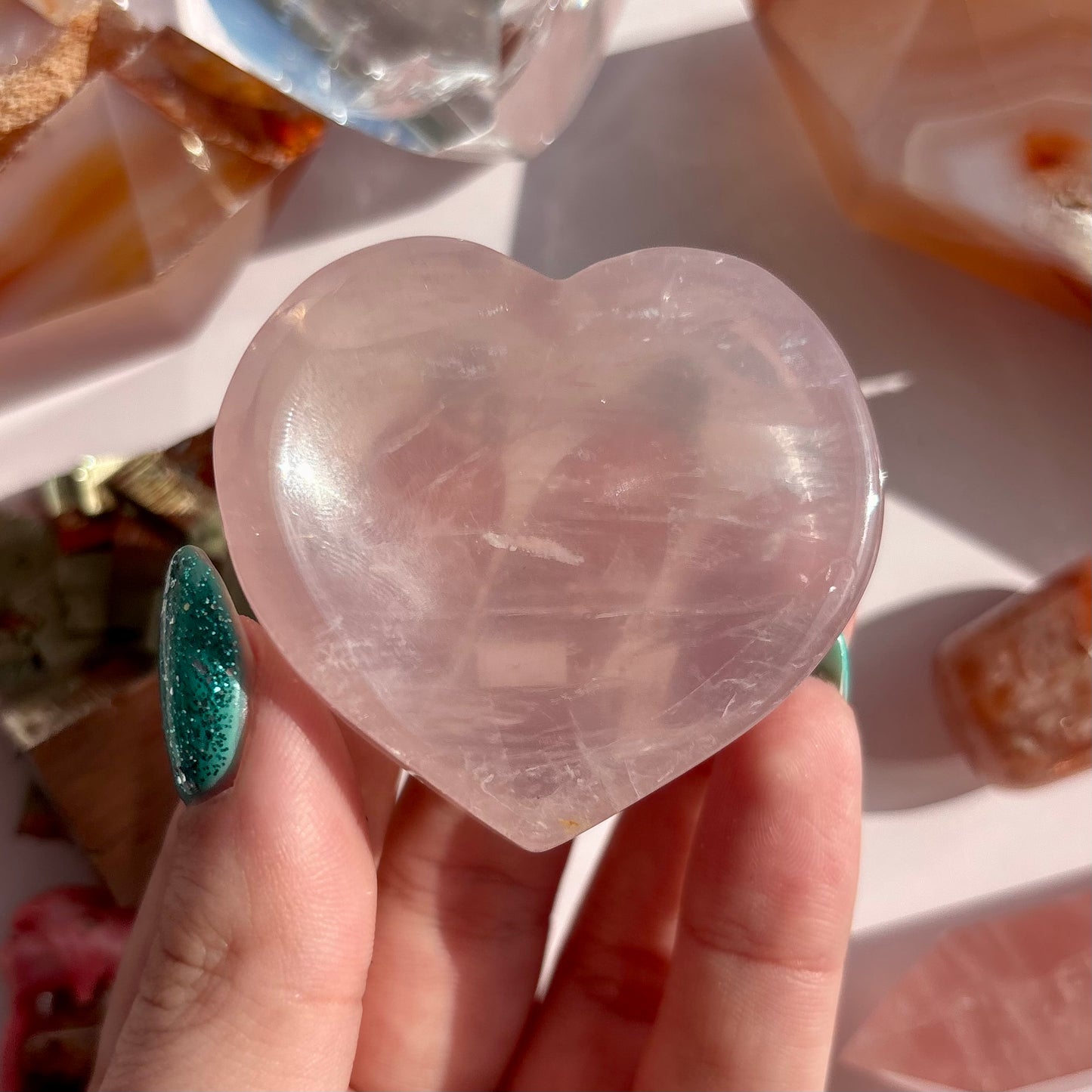 ROSE QUARTZ MINI HEART TRAY