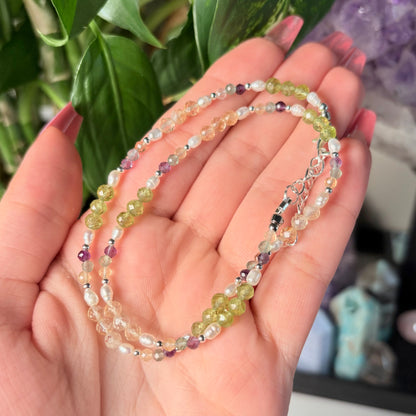 PERIDOT + CITRINE + FLUORITE NECKLACE