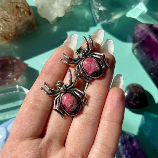 RHODONITE SPIDER PENDANT