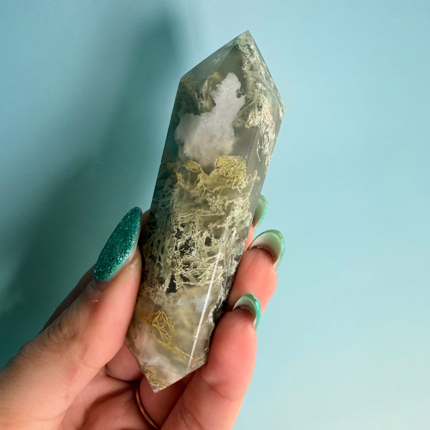 MOSS AGATE DOUBLE TERMINATED POINTS