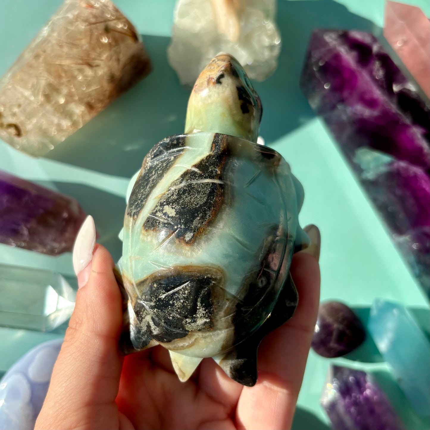 SKY BLUE QUARTZ TURTLES