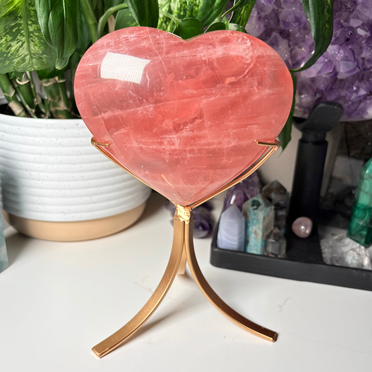 ROSE QUARTZ HEARTS ON STANDS