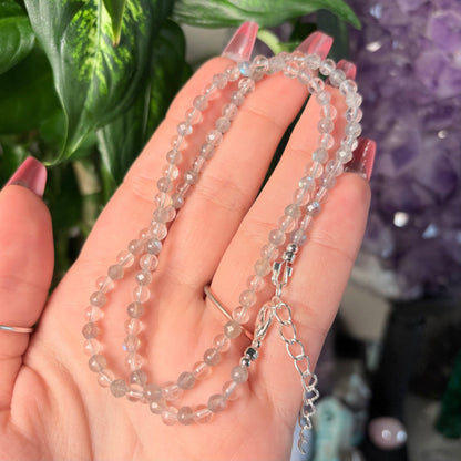 LABRADORITE + CLEAR QUARTZ NECKLACE