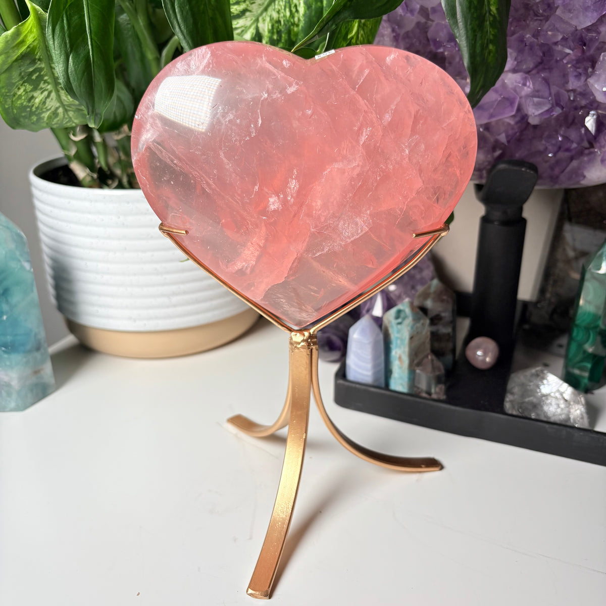 ROSE QUARTZ HEARTS ON STANDS