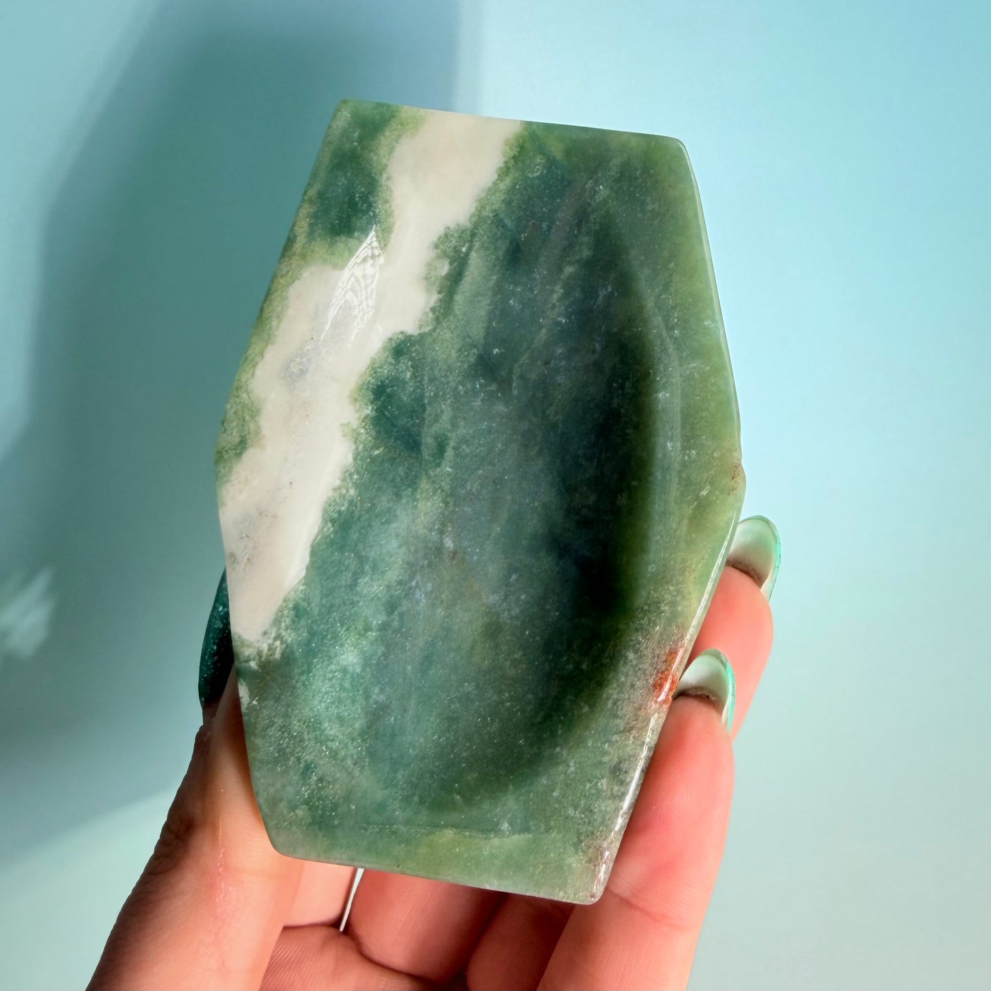 MOSS AGATE COFFIN BOWLS
