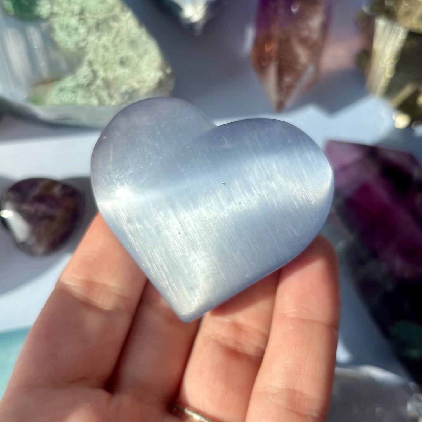 INDIGO CATSEYE GLASS HEART