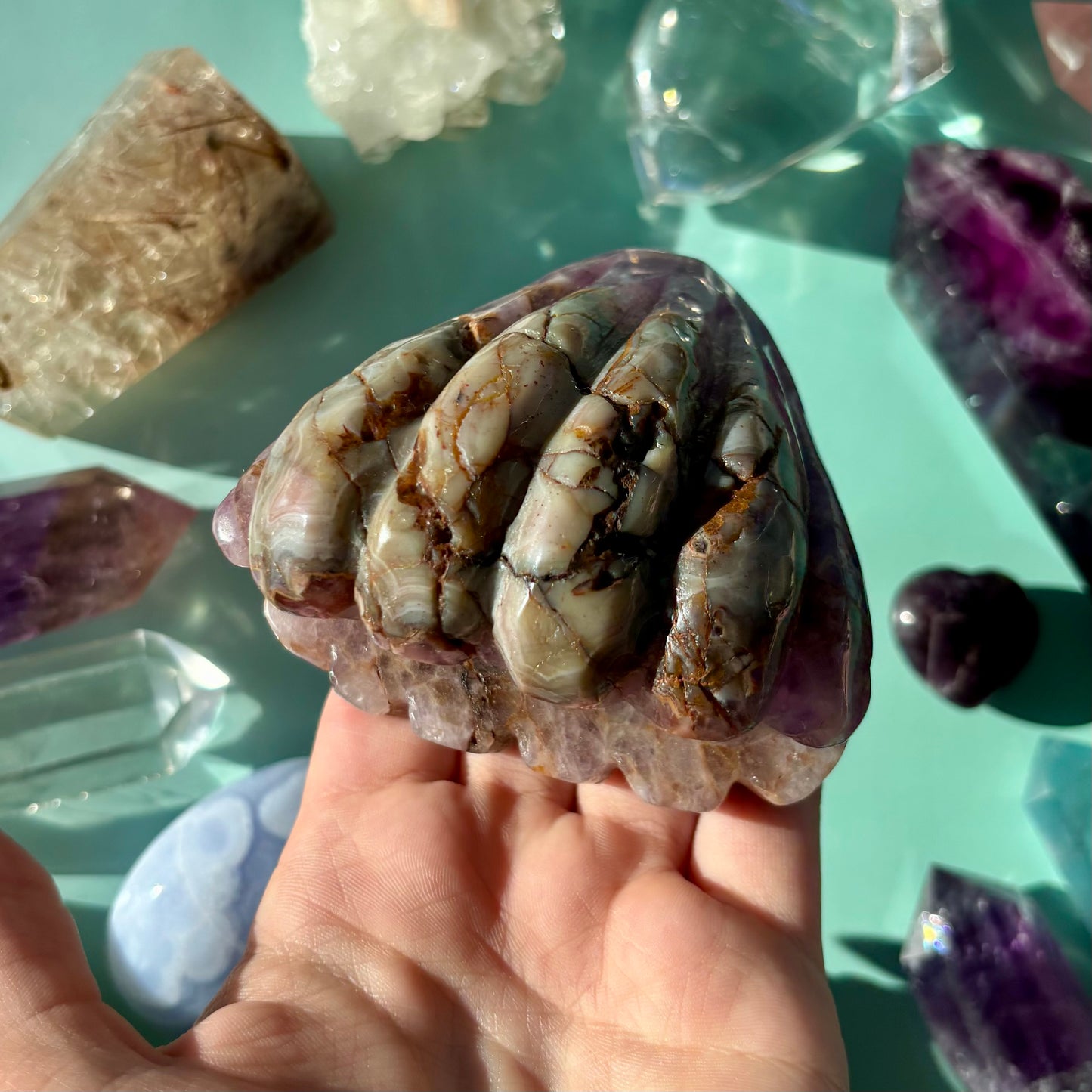 MOROCCAN AGATE / AMETHYST CLAMS