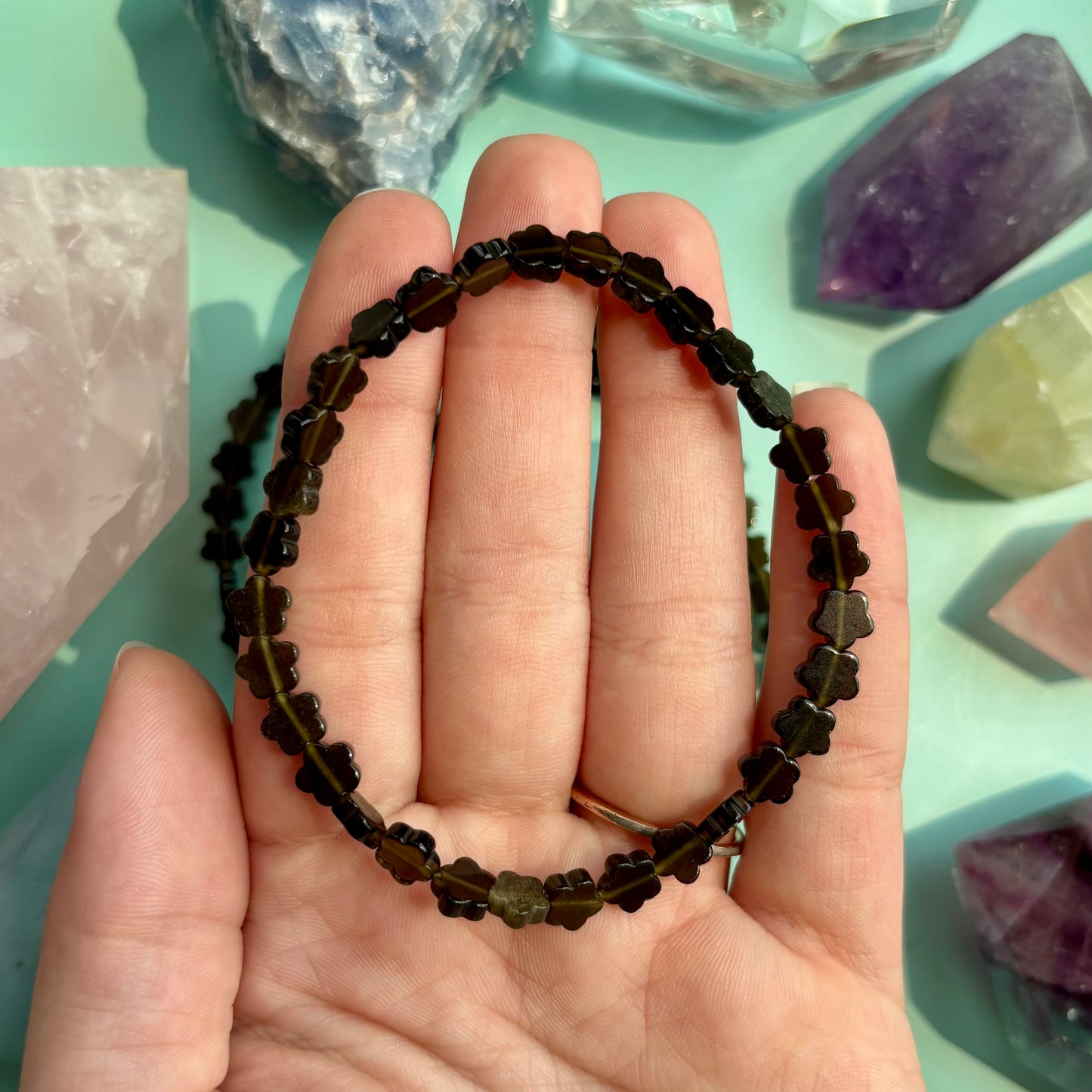 GOLD SHEEN OBSIDIAN FLOWER BRACELET