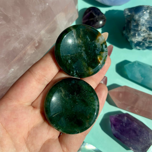 MOSS AGATE WORRYSTONE - ROUND