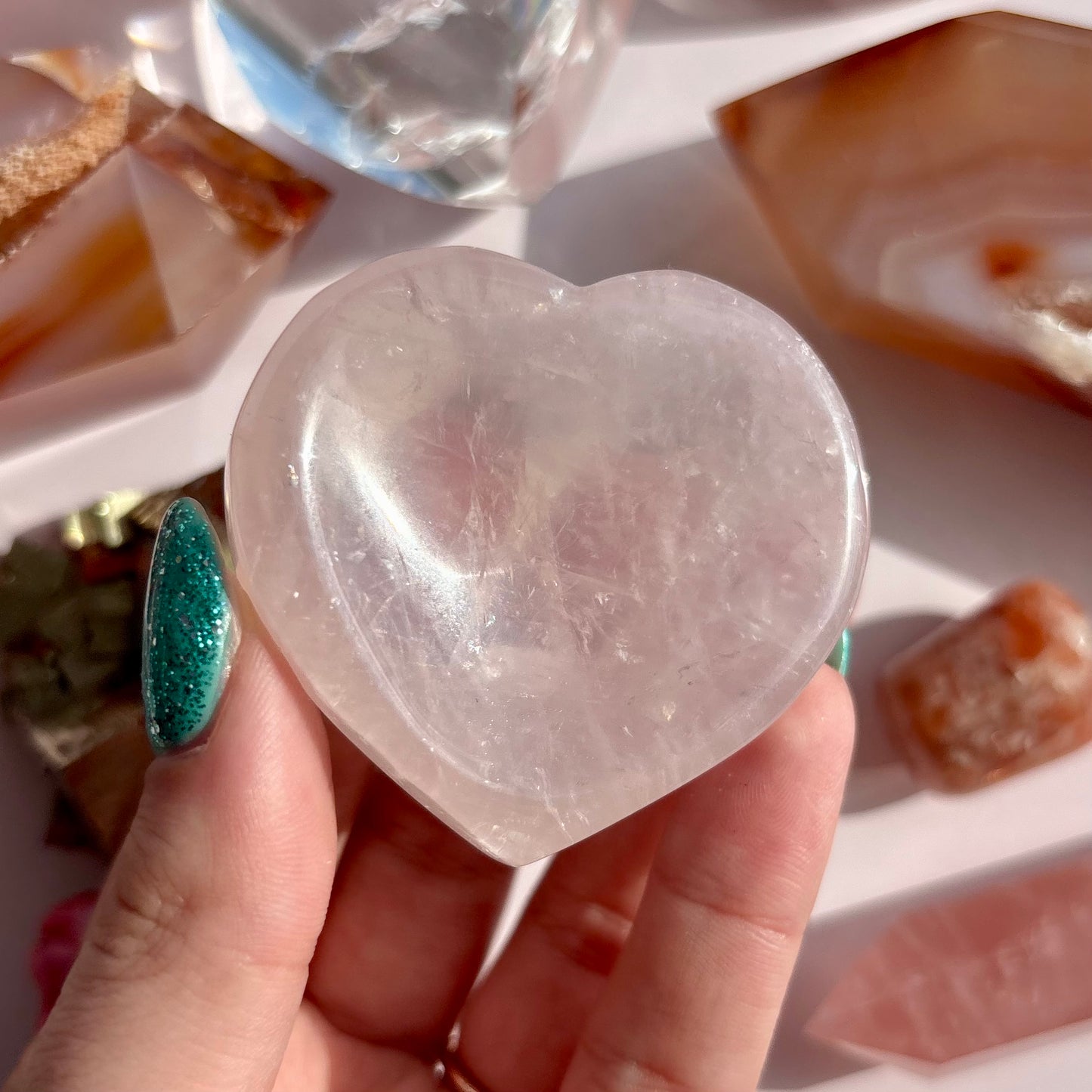 ROSE QUARTZ MINI HEART TRAY