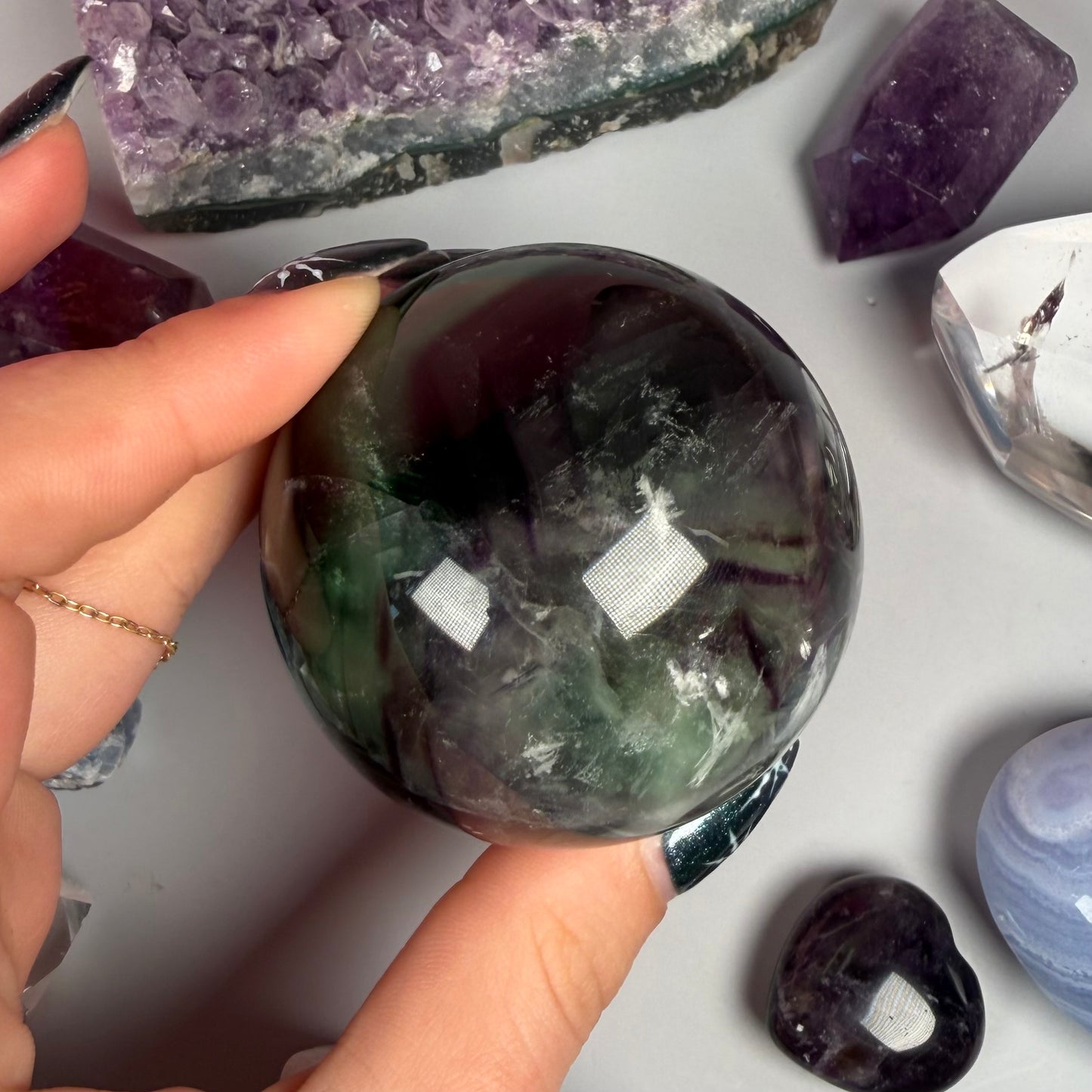 FEATHER FLUORITE SPHERES