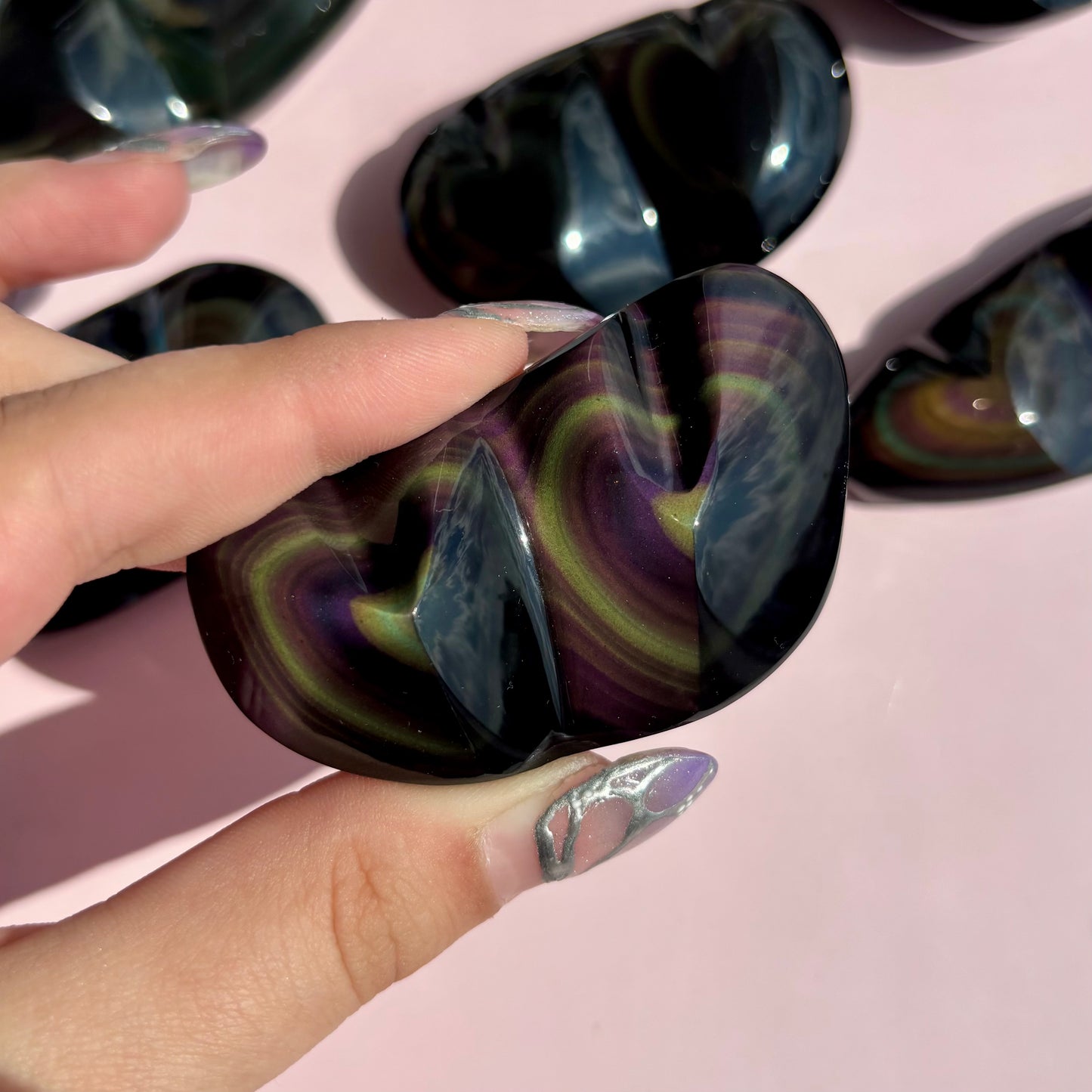 RAINBOW OBSIDIAN HEARTS