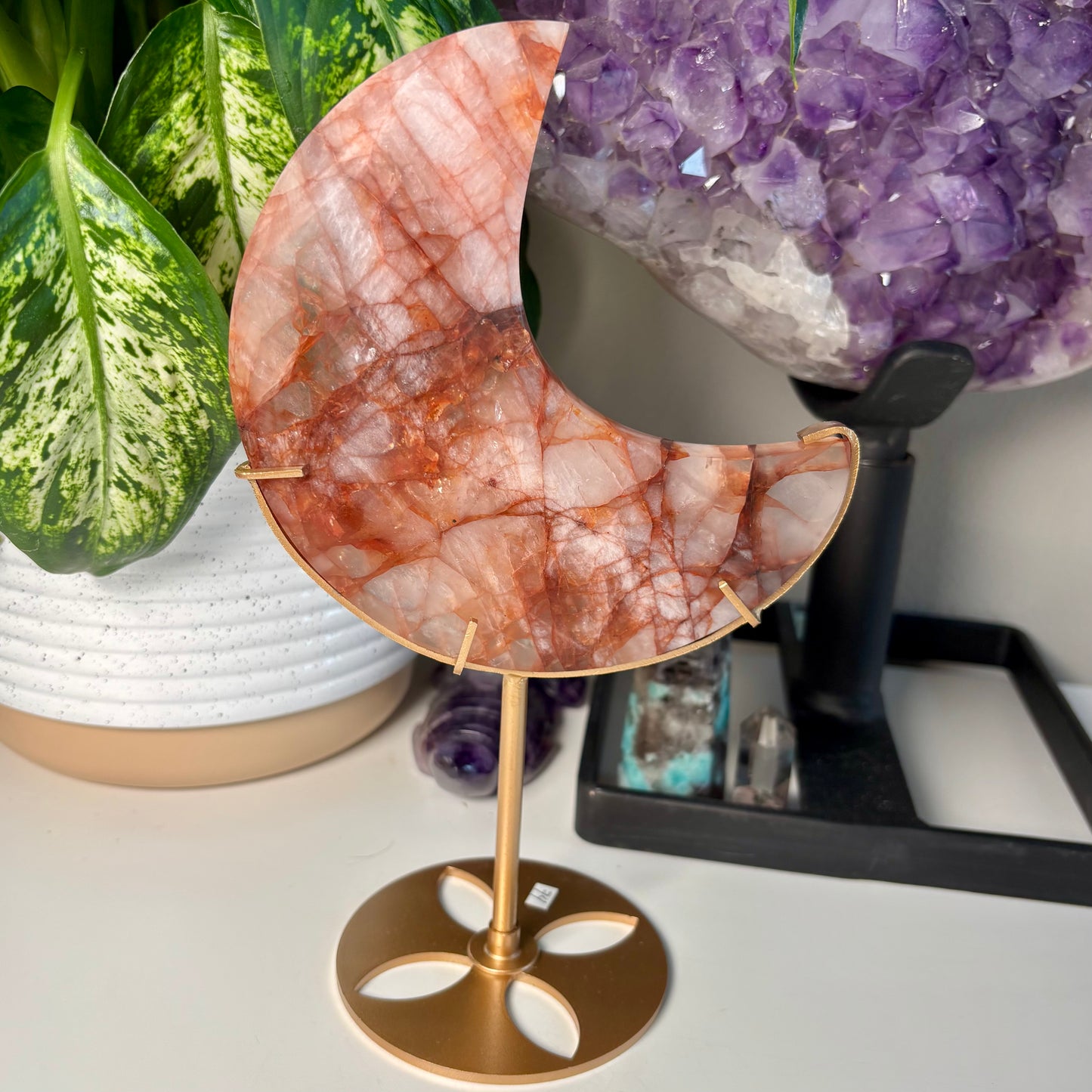 FIRE QUARTZ MOON ON STAND