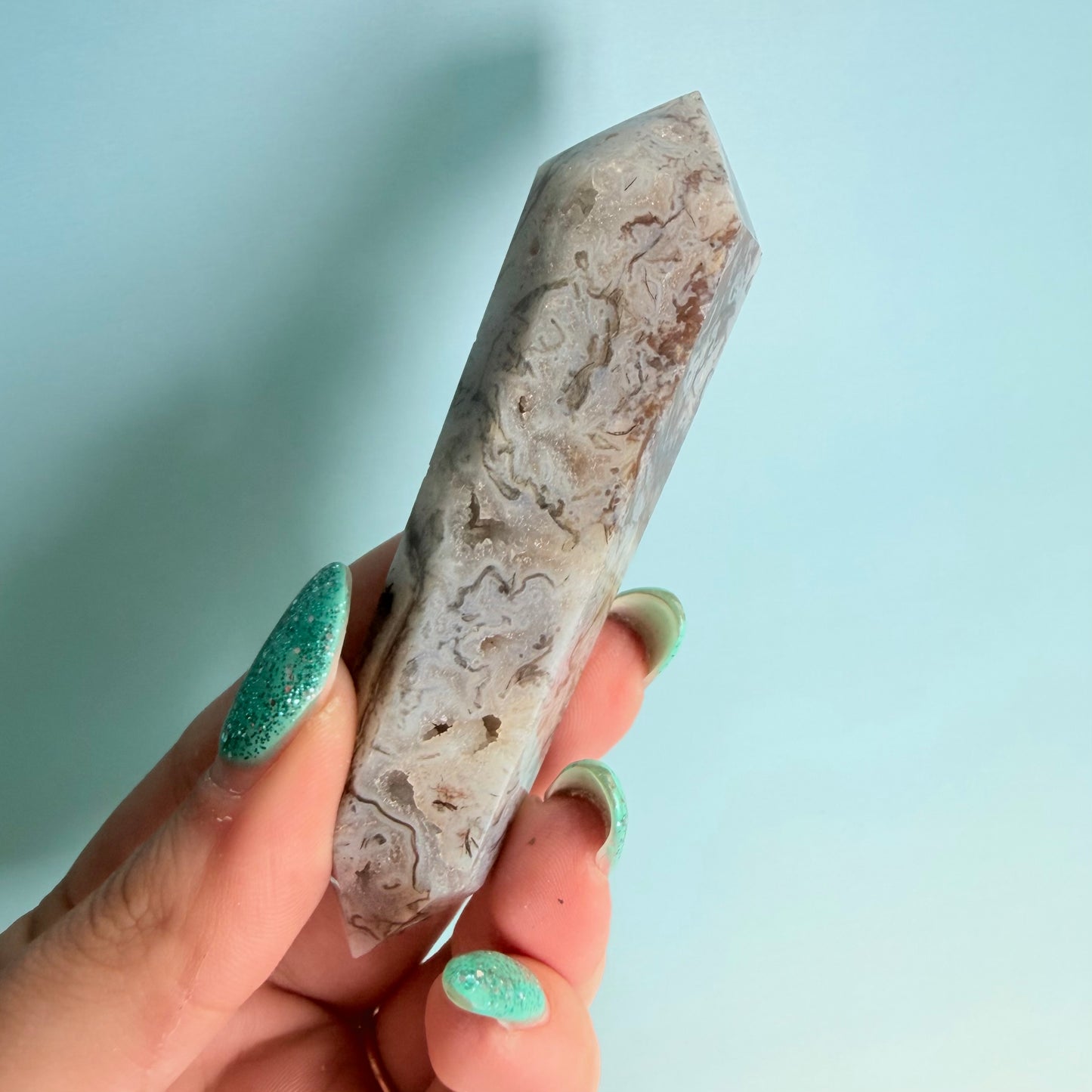 MOSS AGATE DOUBLE TERMINATED POINTS