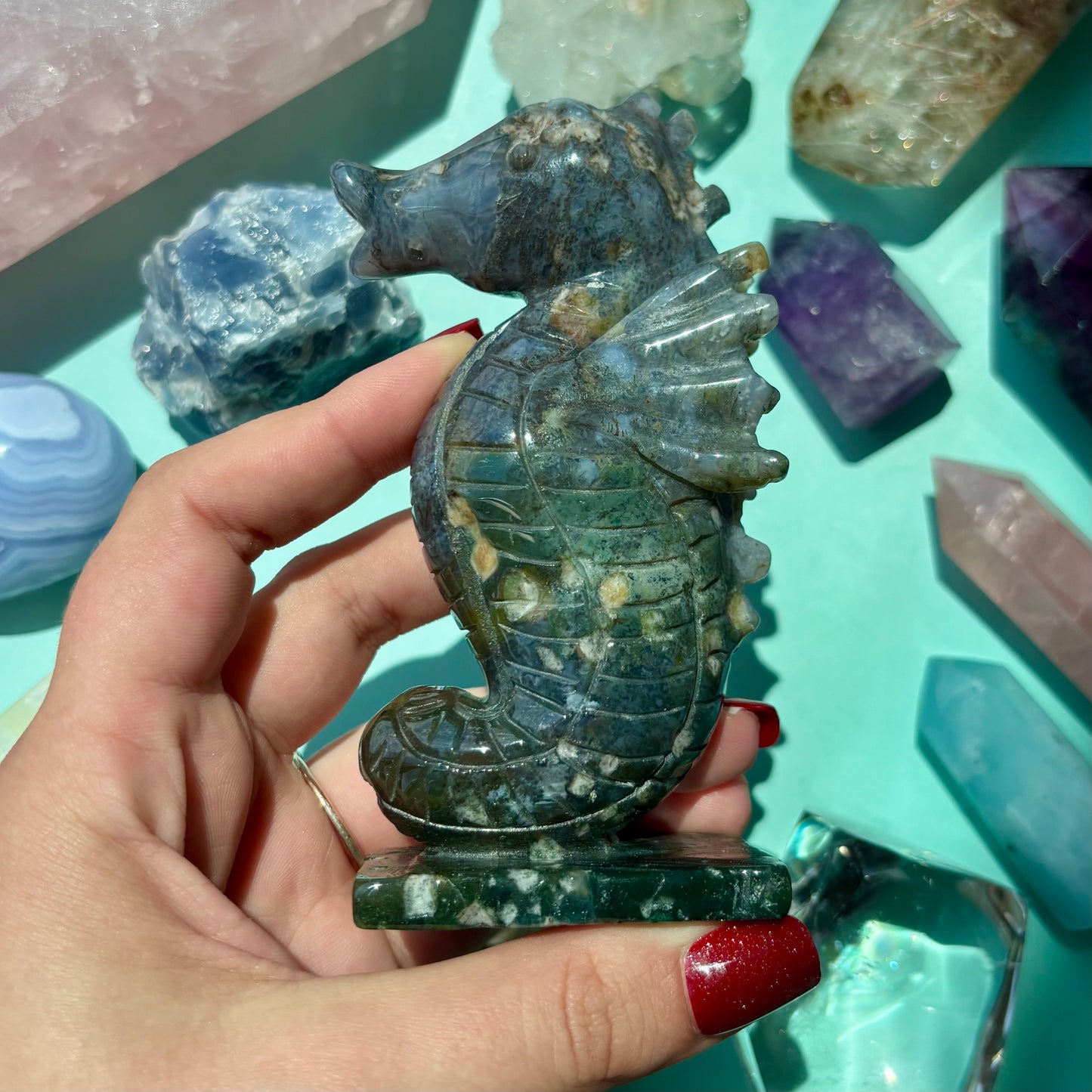 MOSS AGATE SEAHORSES