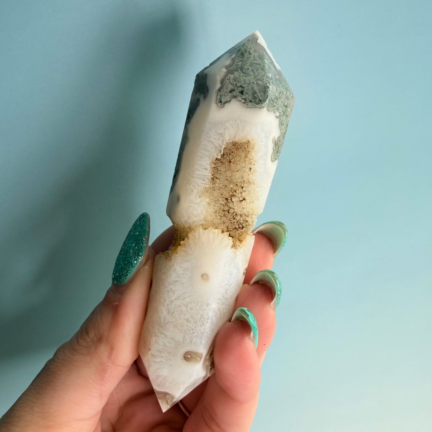MOSS AGATE DOUBLE TERMINATED POINTS