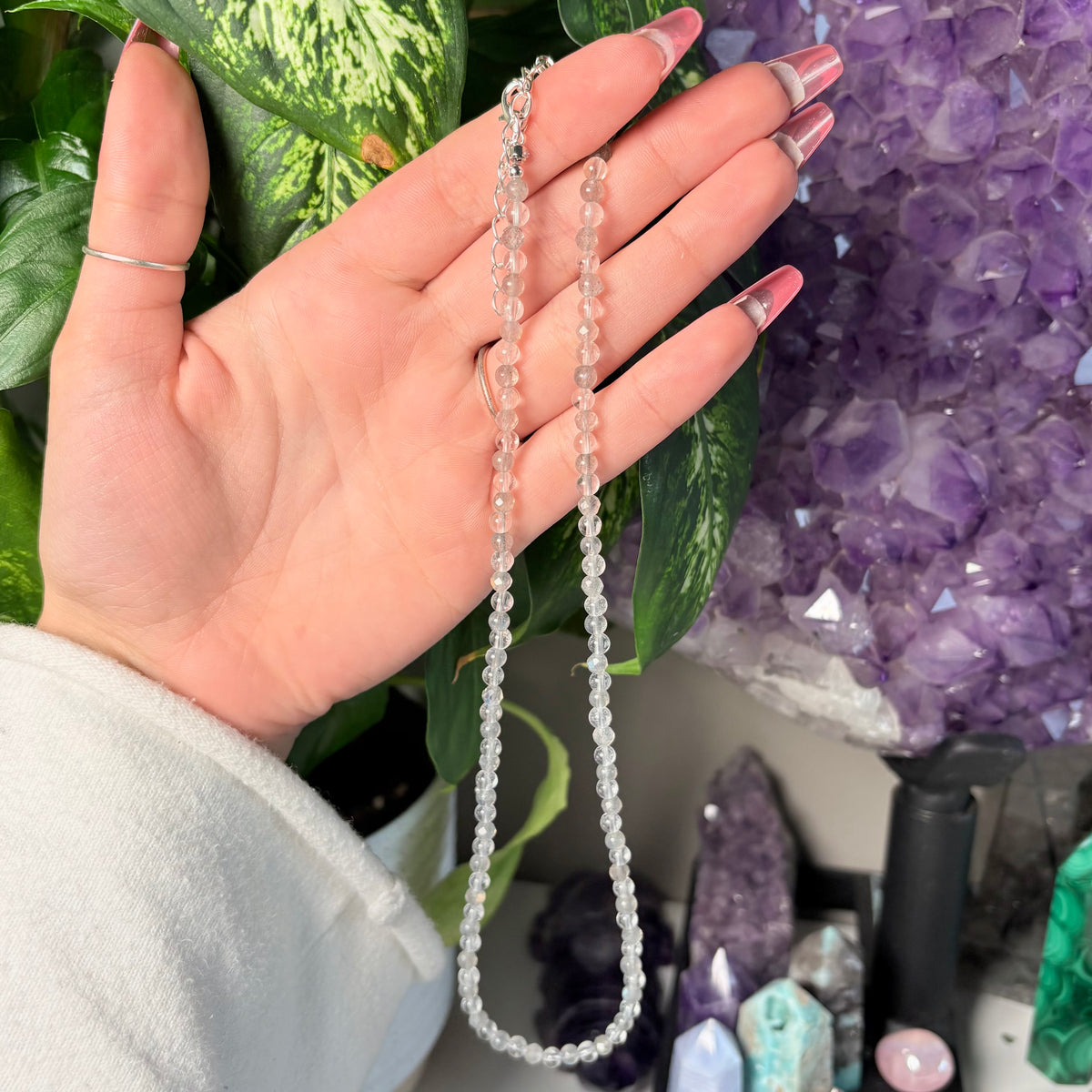 LABRADORITE + CLEAR QUARTZ NECKLACE
