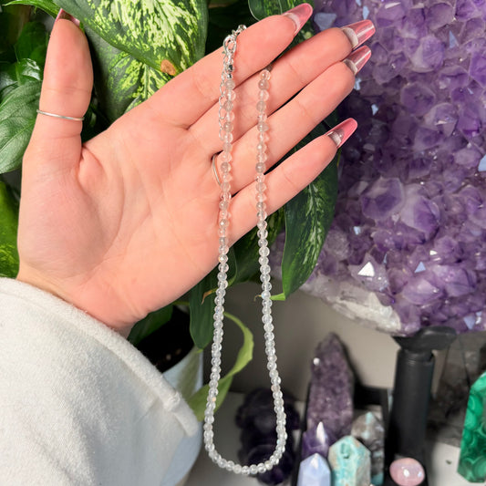LABRADORITE + CLEAR QUARTZ NECKLACE
