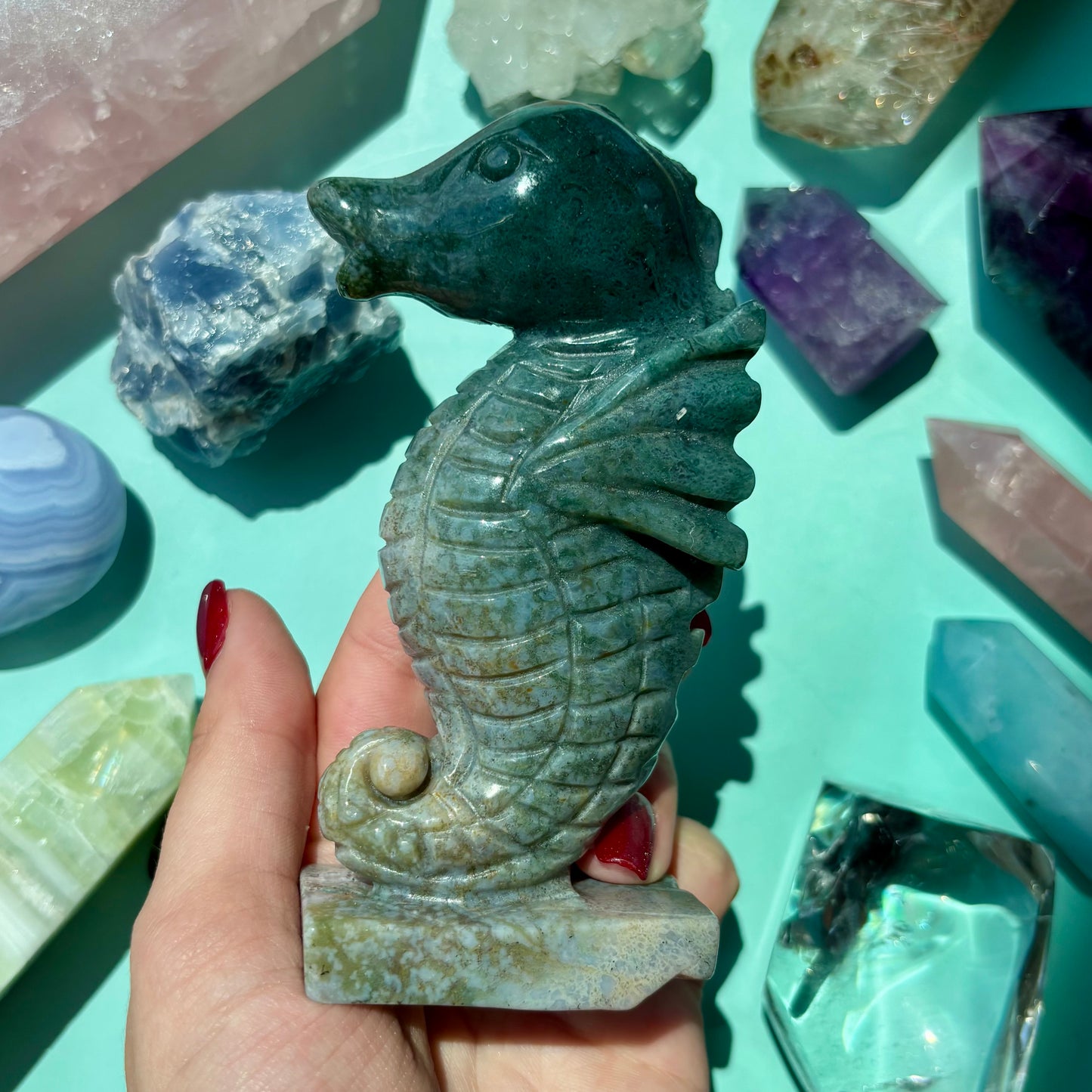 MOSS AGATE SEAHORSES