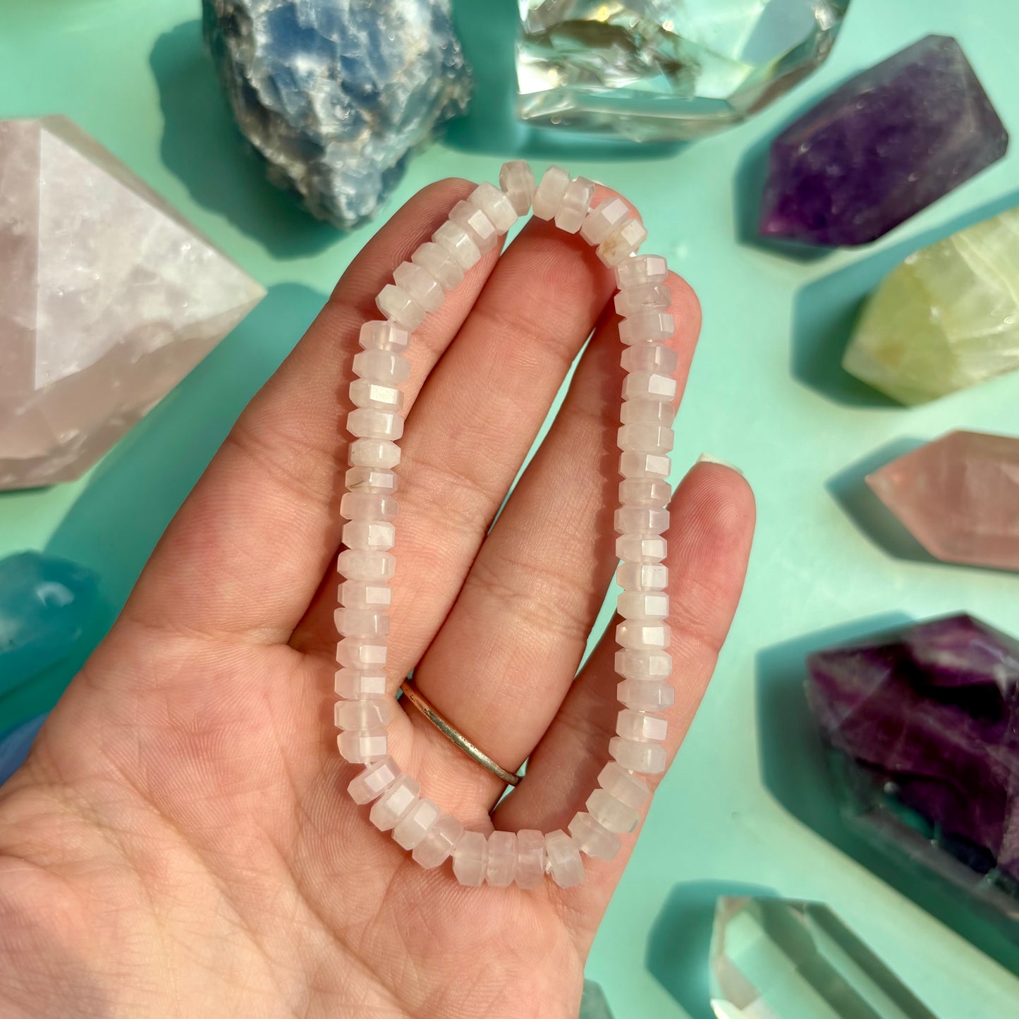 ROSE QUARTZ FLAT BRACELET