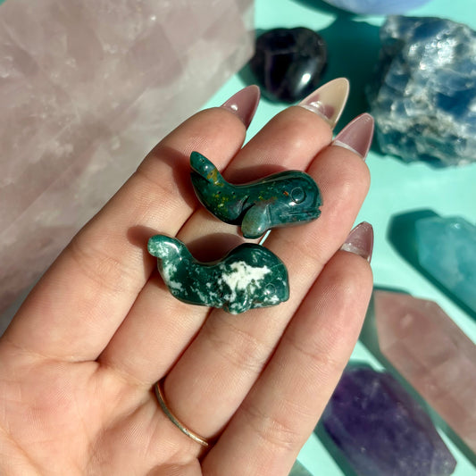 MOSS AGATE WHALES