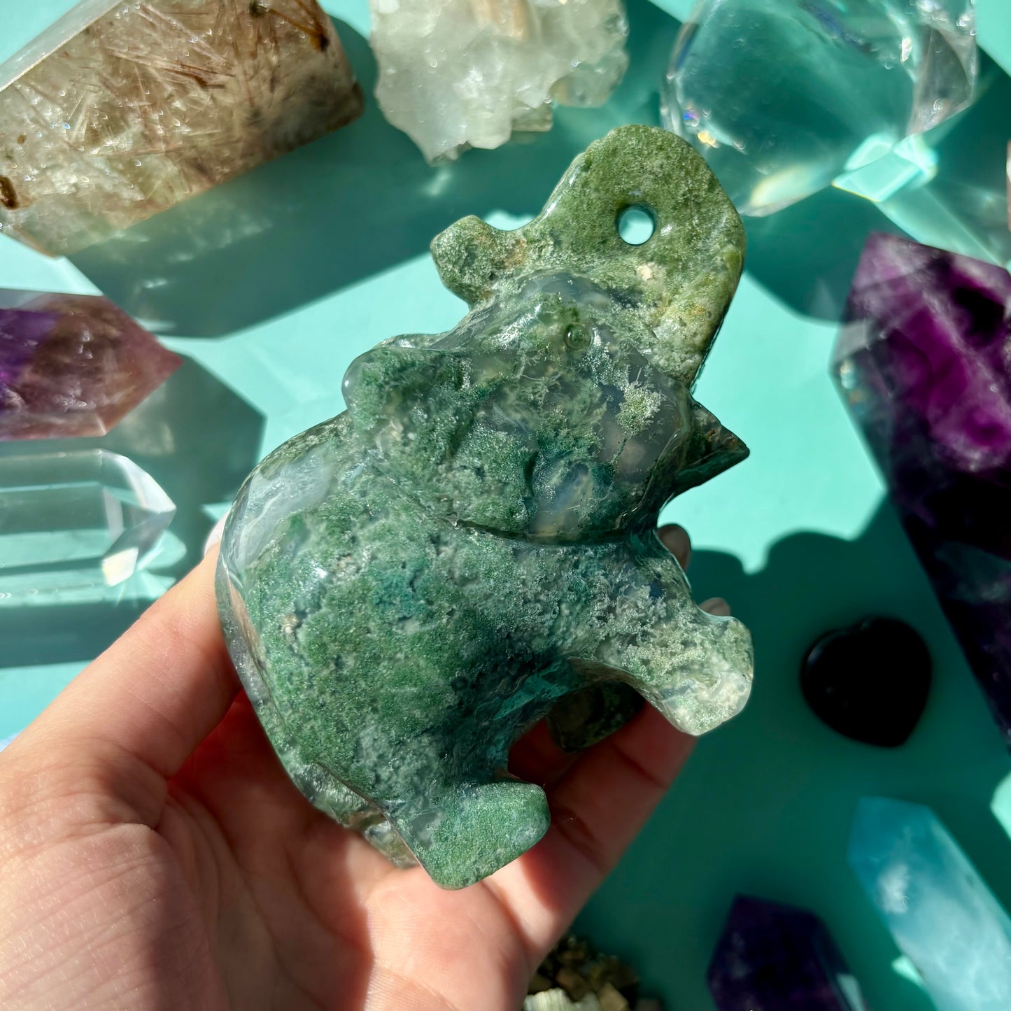 MOSS AGATE ELEPHANTS