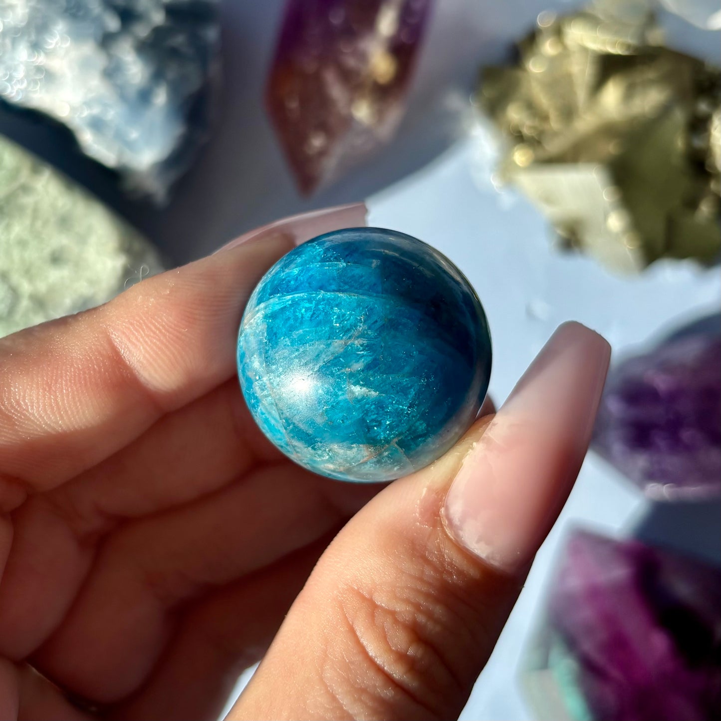 BLUE APATITE SPHERE