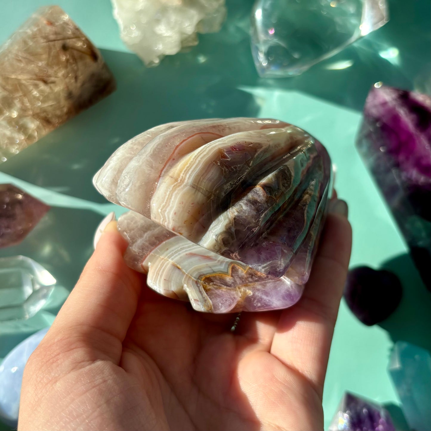 MOROCCAN AGATE / AMETHYST CLAMS
