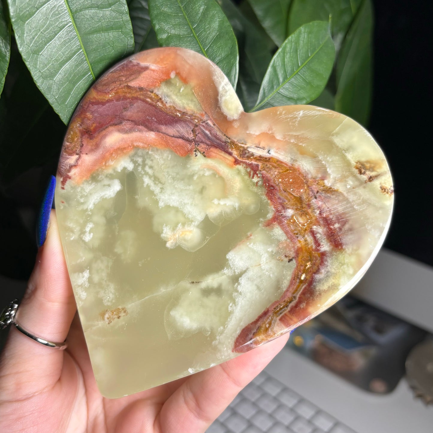 GREEN ONYX HEART DISH