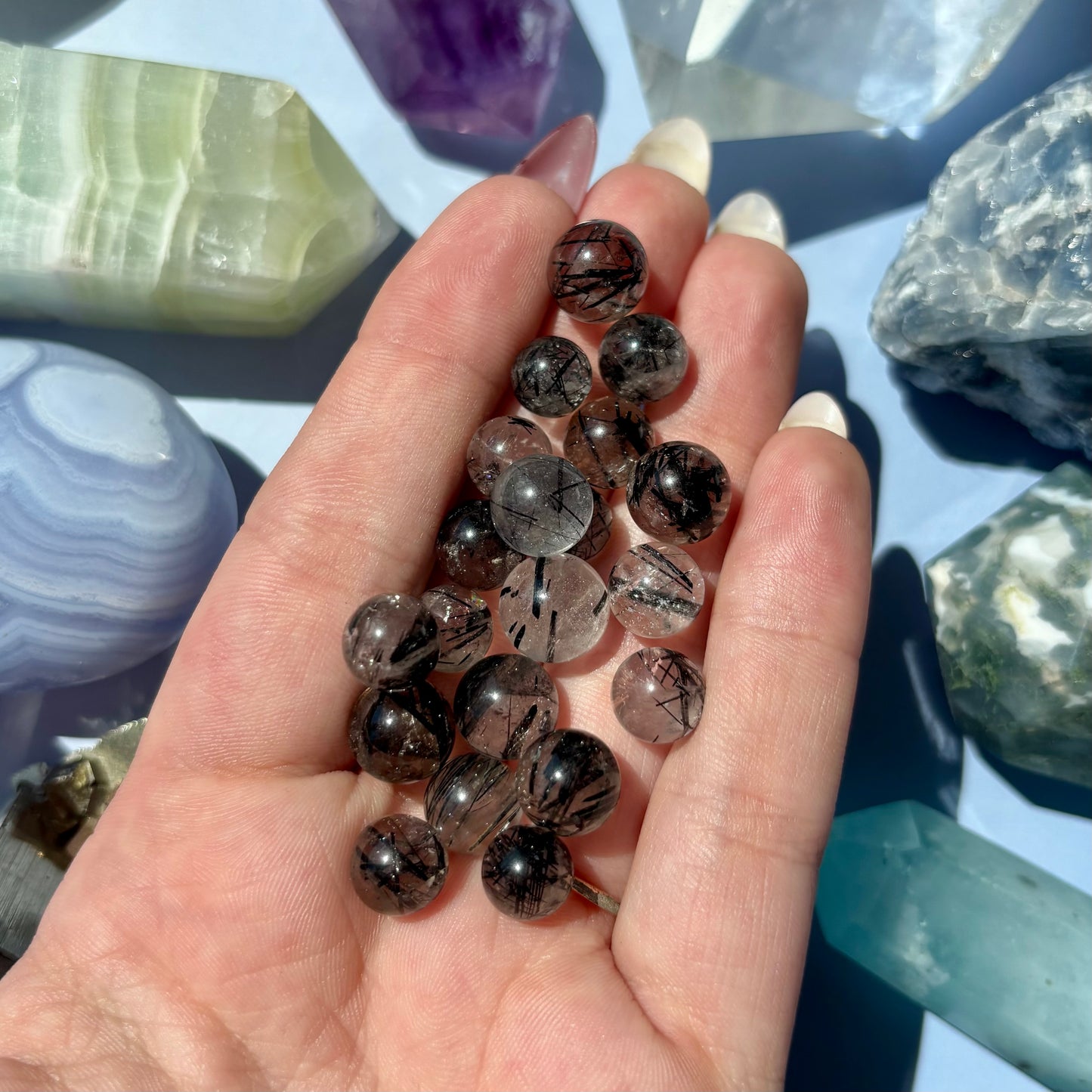 TOURMALATED QUARTZ SPHERE - MINI