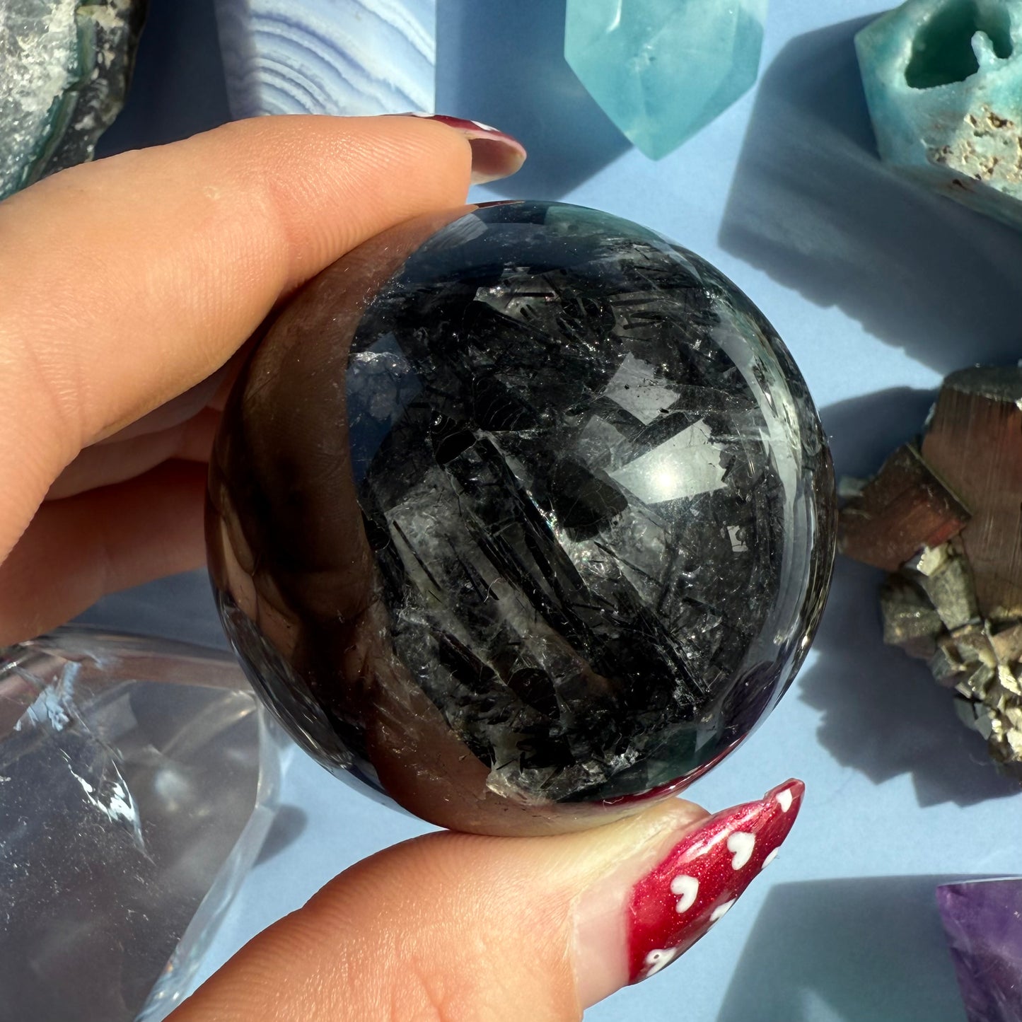 TOURMALATED QUARTZ SPHERES